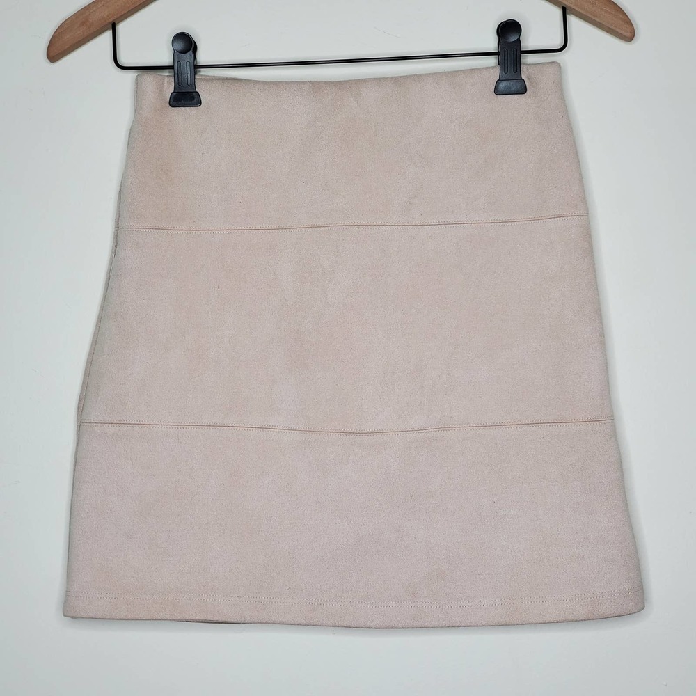 Seek The Label Vegan Suede Ecru Mini Skirt Y2K, S - Picture 1 of 6